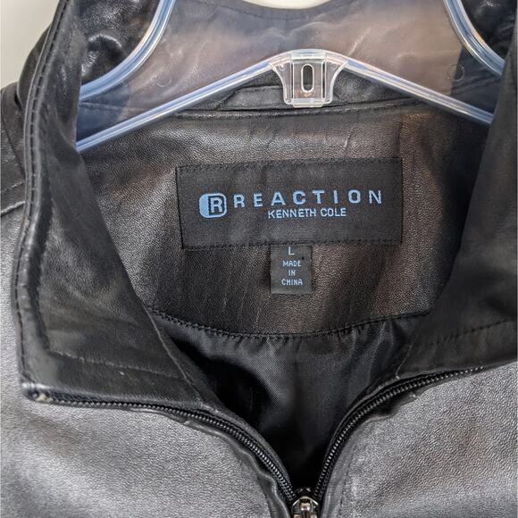 Kenneth Cole Reaction 100% Leather Jacket Black Size Large - Picture 2 of 14